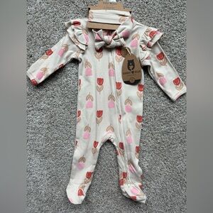 Floral Onesie w/matching headband